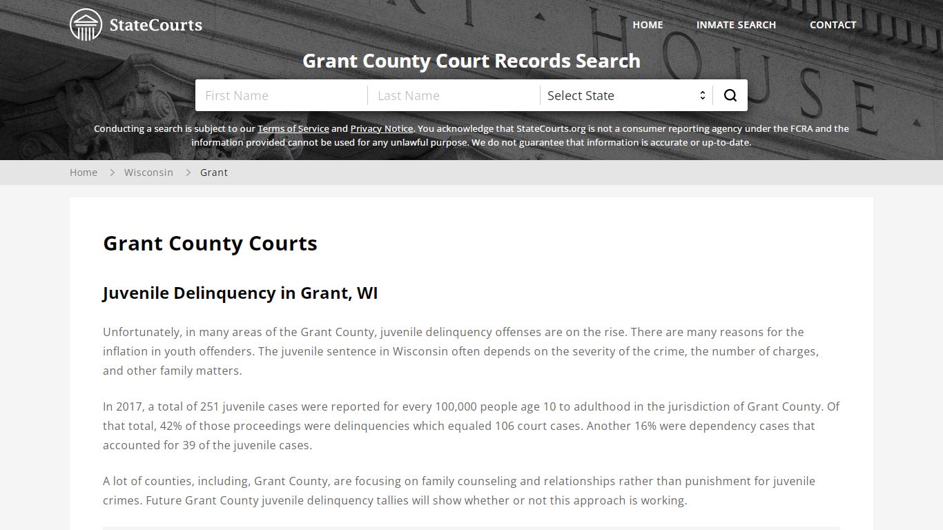 Grant County, WI Courts - Records & Cases - StateCourts