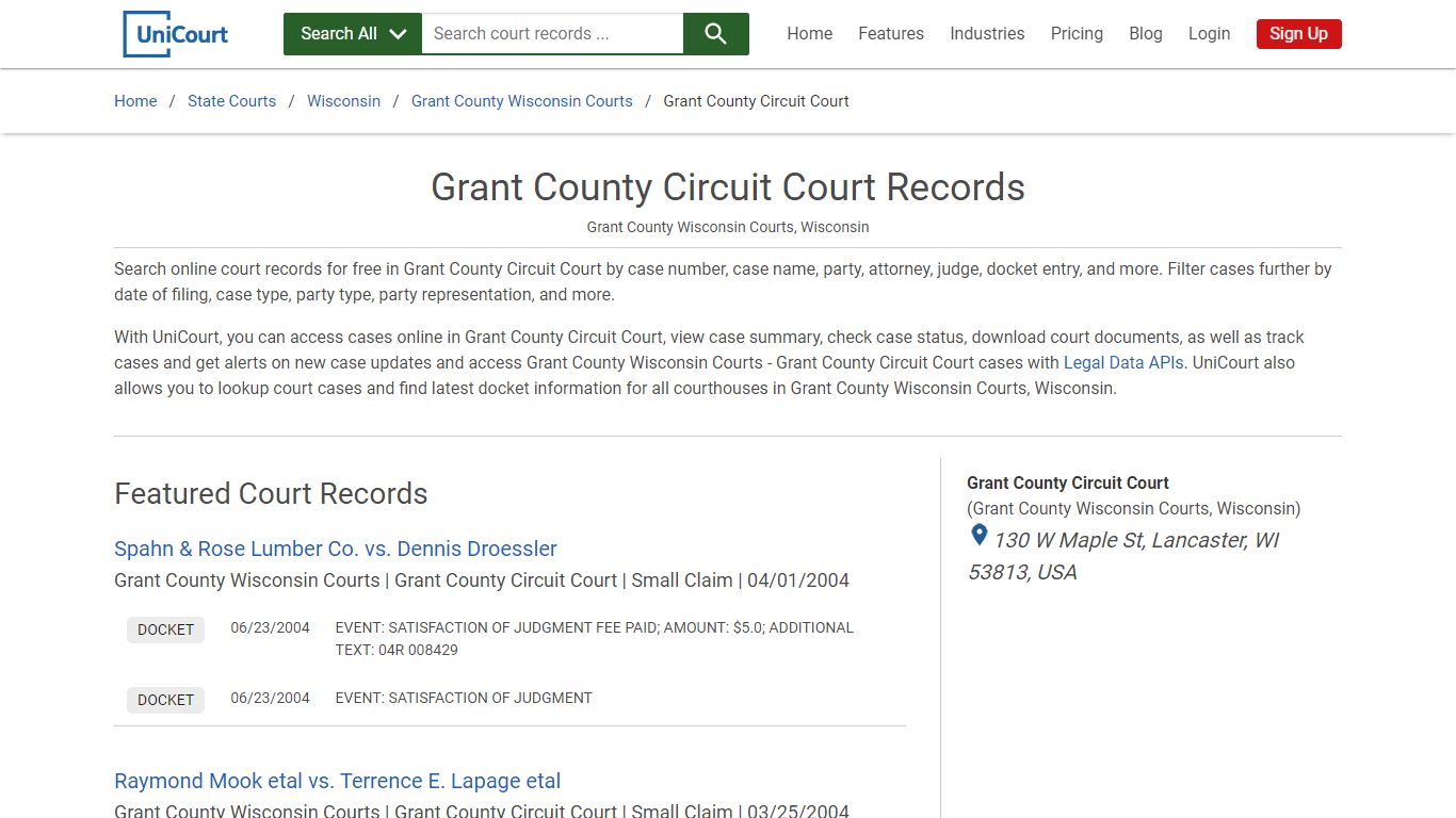 Grant County Circuit Court Records | Grant | UniCourt